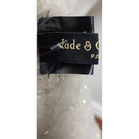 Jade &Clarisse Paris Beige Fringe Scarf 100% Viscose Soft Sparkle Wrap 76x16 - Picture 5 of 11